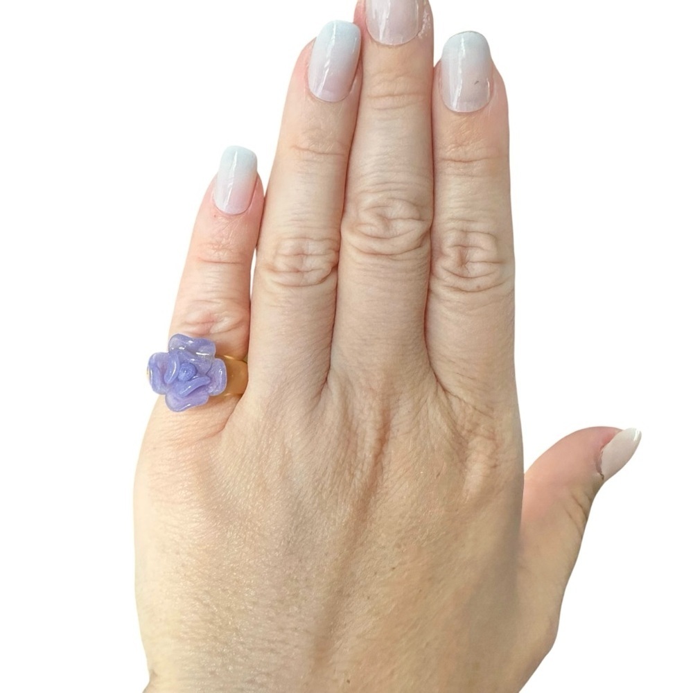 Chanel Purple Camellia Flower Ring 6.5 - Picture 9 of 15